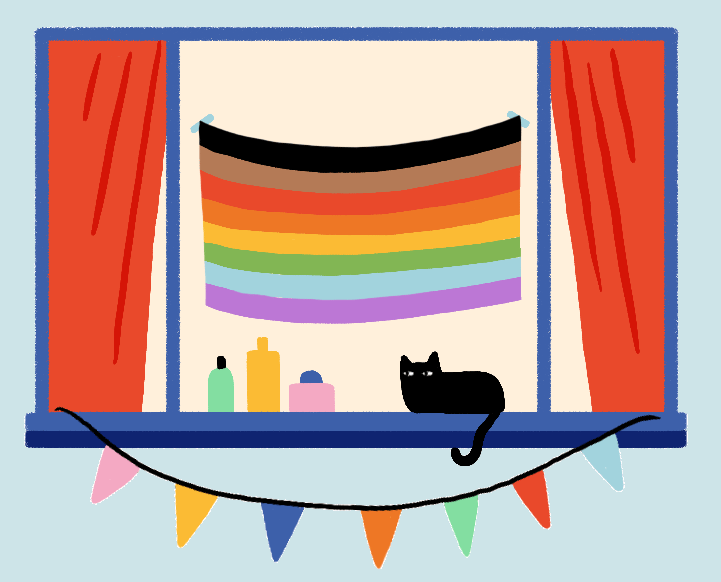 Pride flag in bedroom